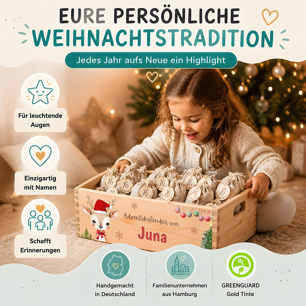 Personalisierter Adventskalender zum Befüllen - Baby Reh