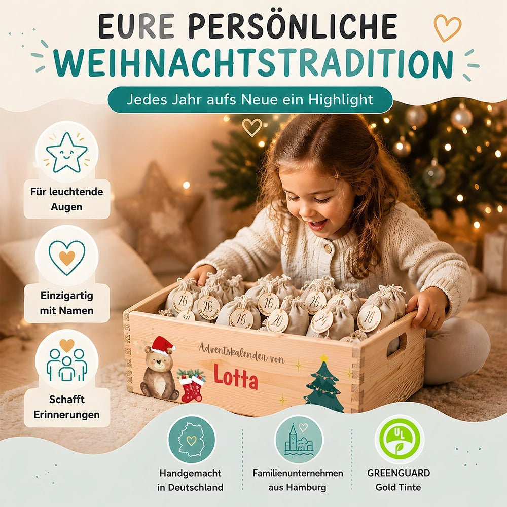 Personalisierter Adventskalender zum Befüllen - Weihnachtsbär