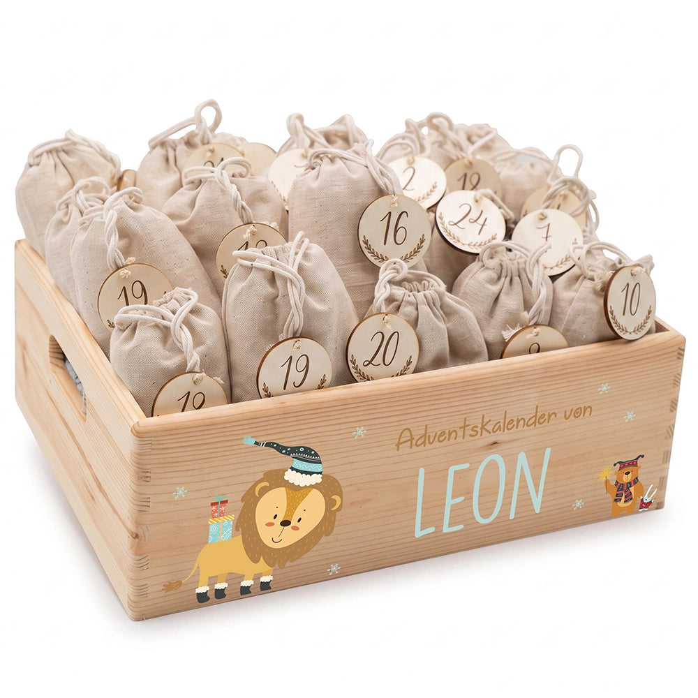 Personalisierter Adventskalender zum Befüllen - Löwe und Bär