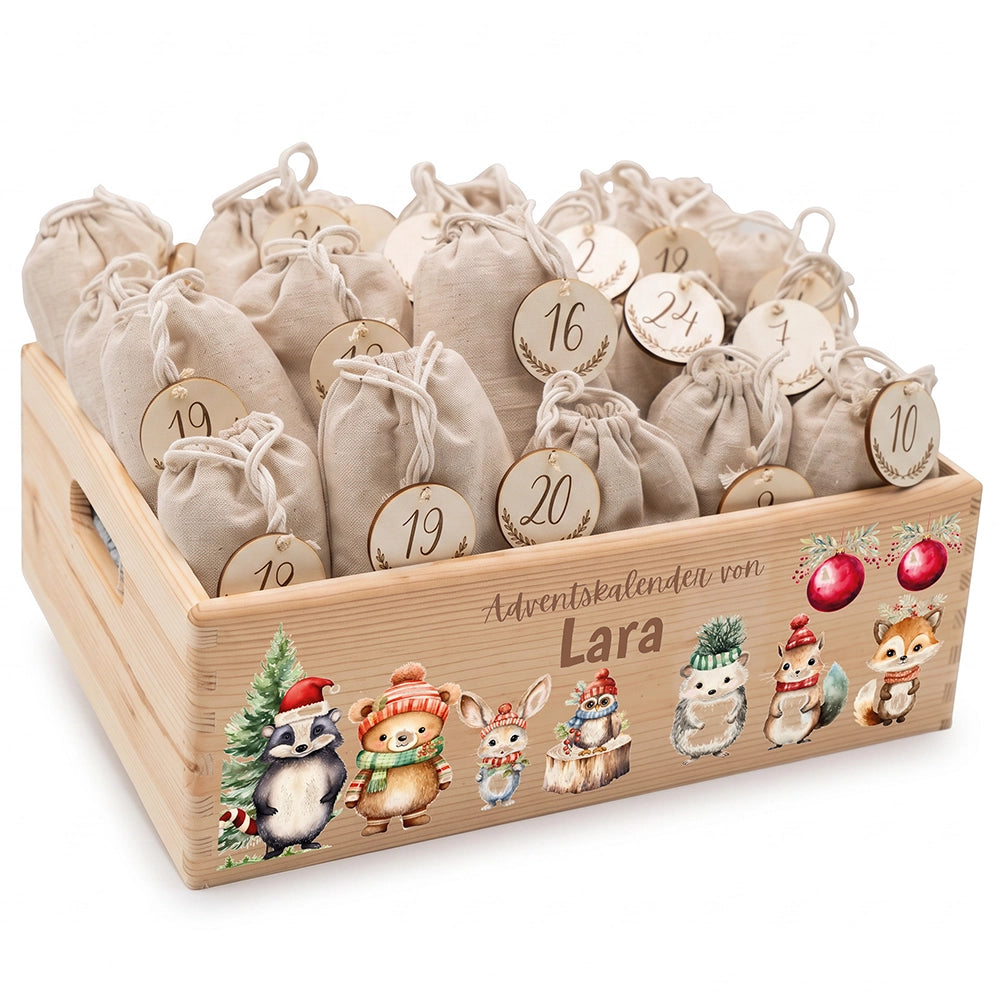 Personalisierter Adventskalender zum Befüllen - Weihnachten Tiere