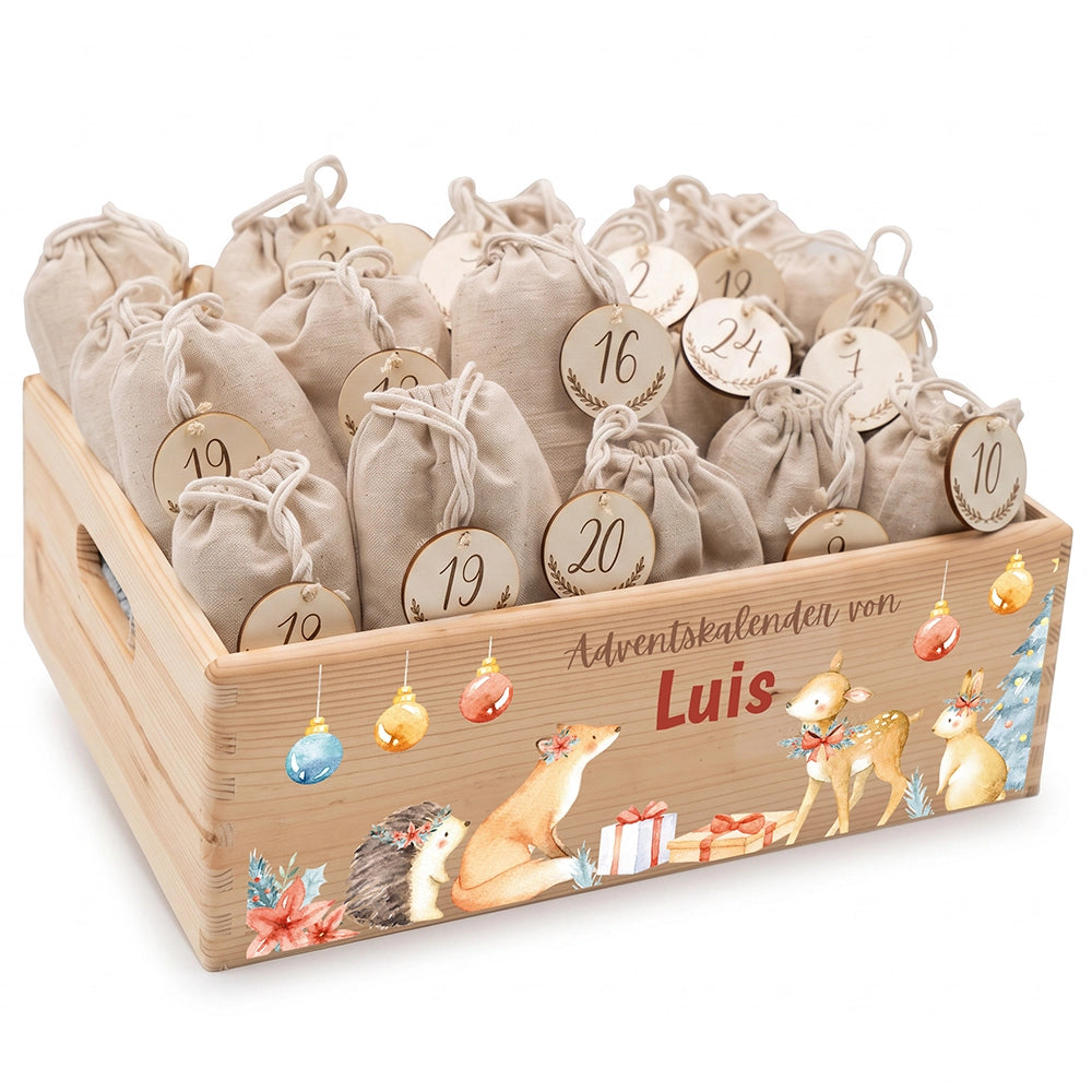 Personalisierter Adventskalender zum Befüllen - Fuchs und Reh