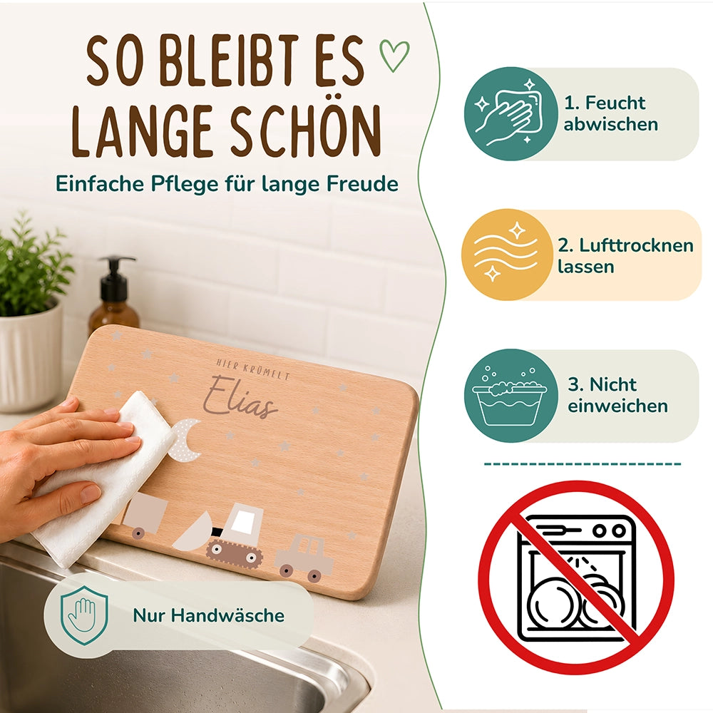 Frühstücksbrettchen Holz Baustelle