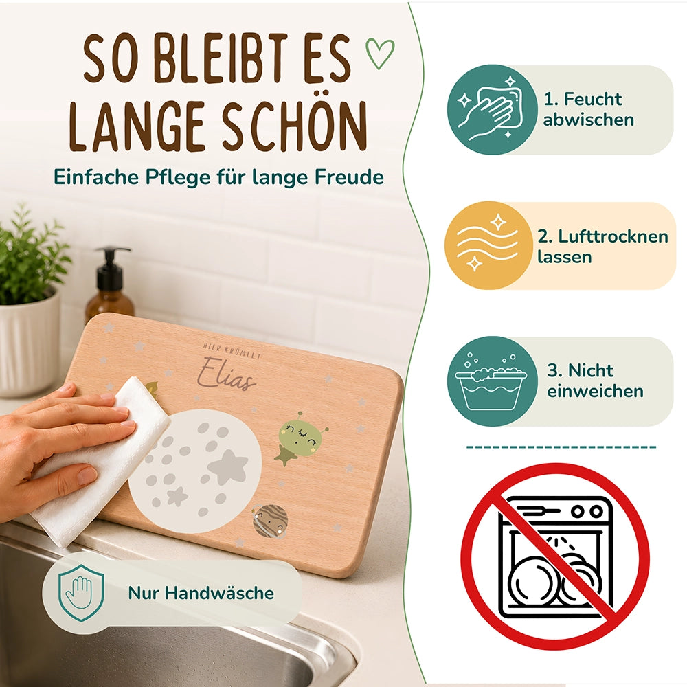 Frühstücksbrettchen Holz personalisiert - Weltall