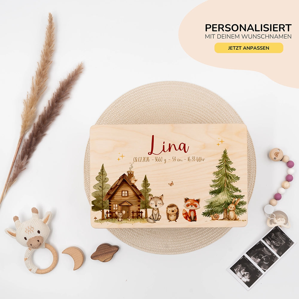 Personalisierte Erinnerungskiste Waldtiere