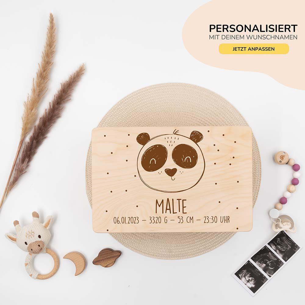 personalisiertes geschenk erinnerungskiste mit panda design