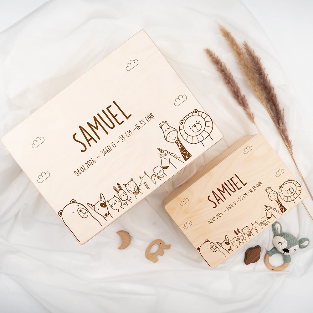 Erinnerungsbox Baby - Tierfamilie Jungle