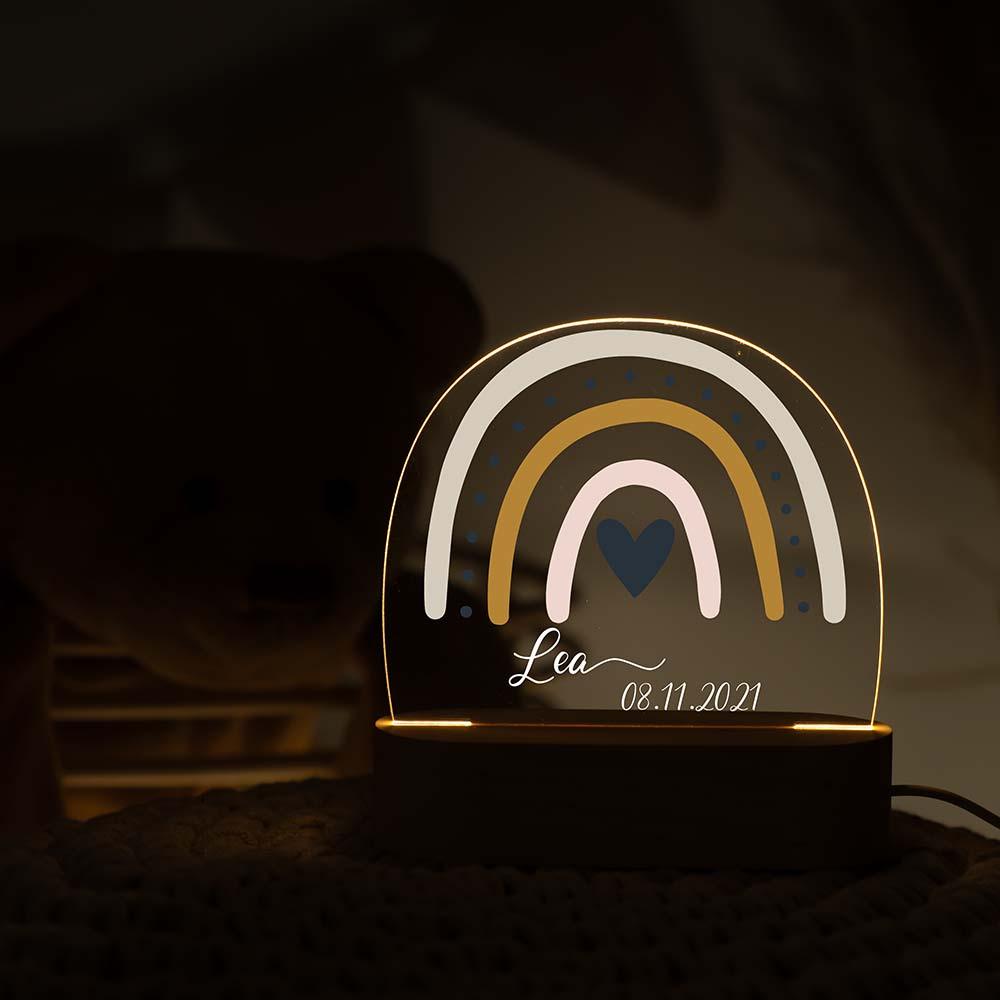 handcrafted night lamp with minimal rainbow engraving