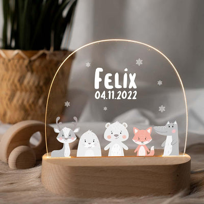 personalized night lamp with winter animals design