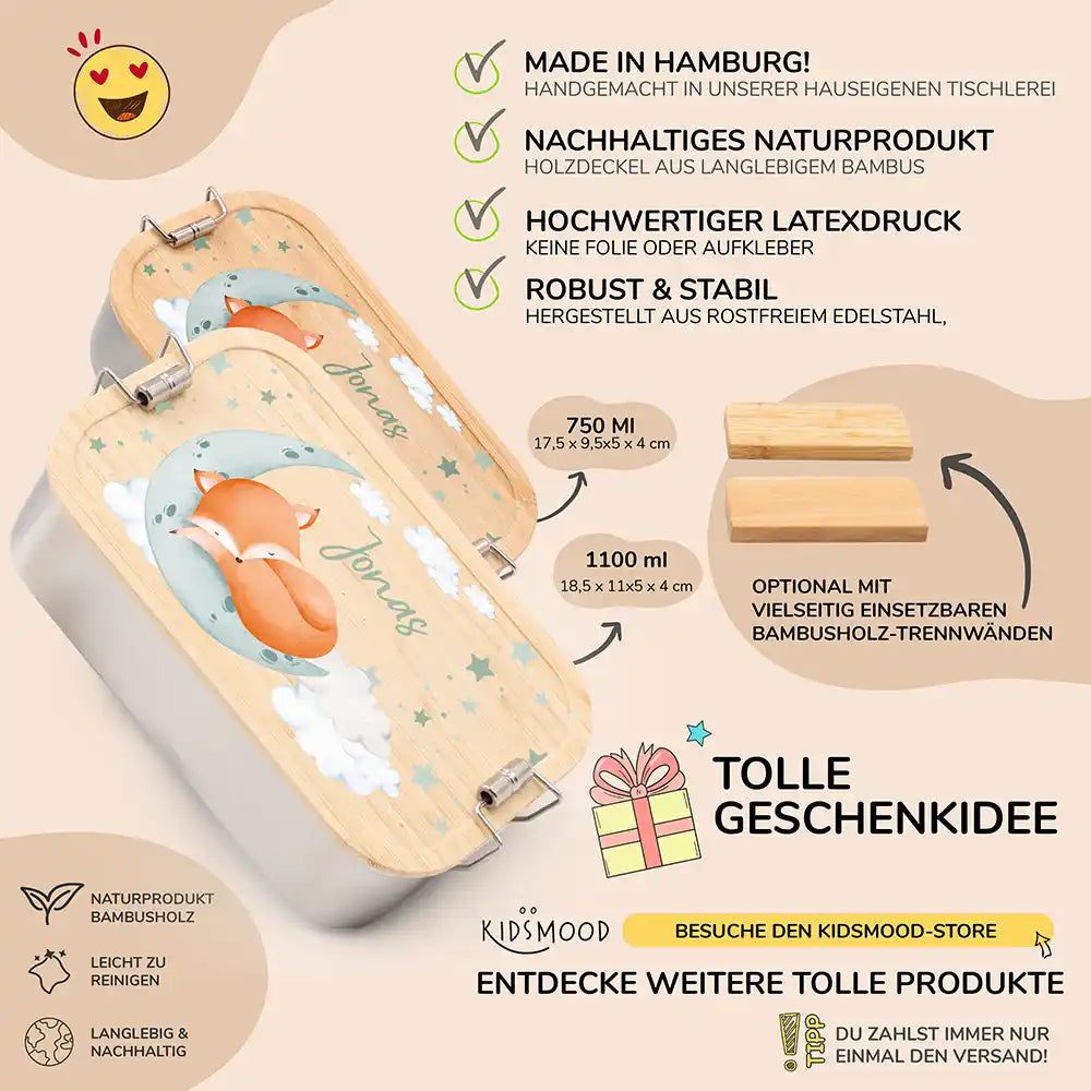 Brotdose personalisiert Baby Fuchs