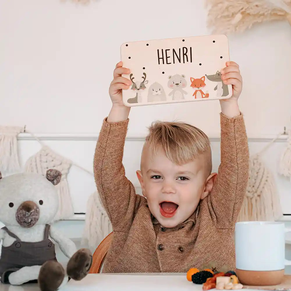 Personalisiertes Frühstücksbrettchen Winter Animals