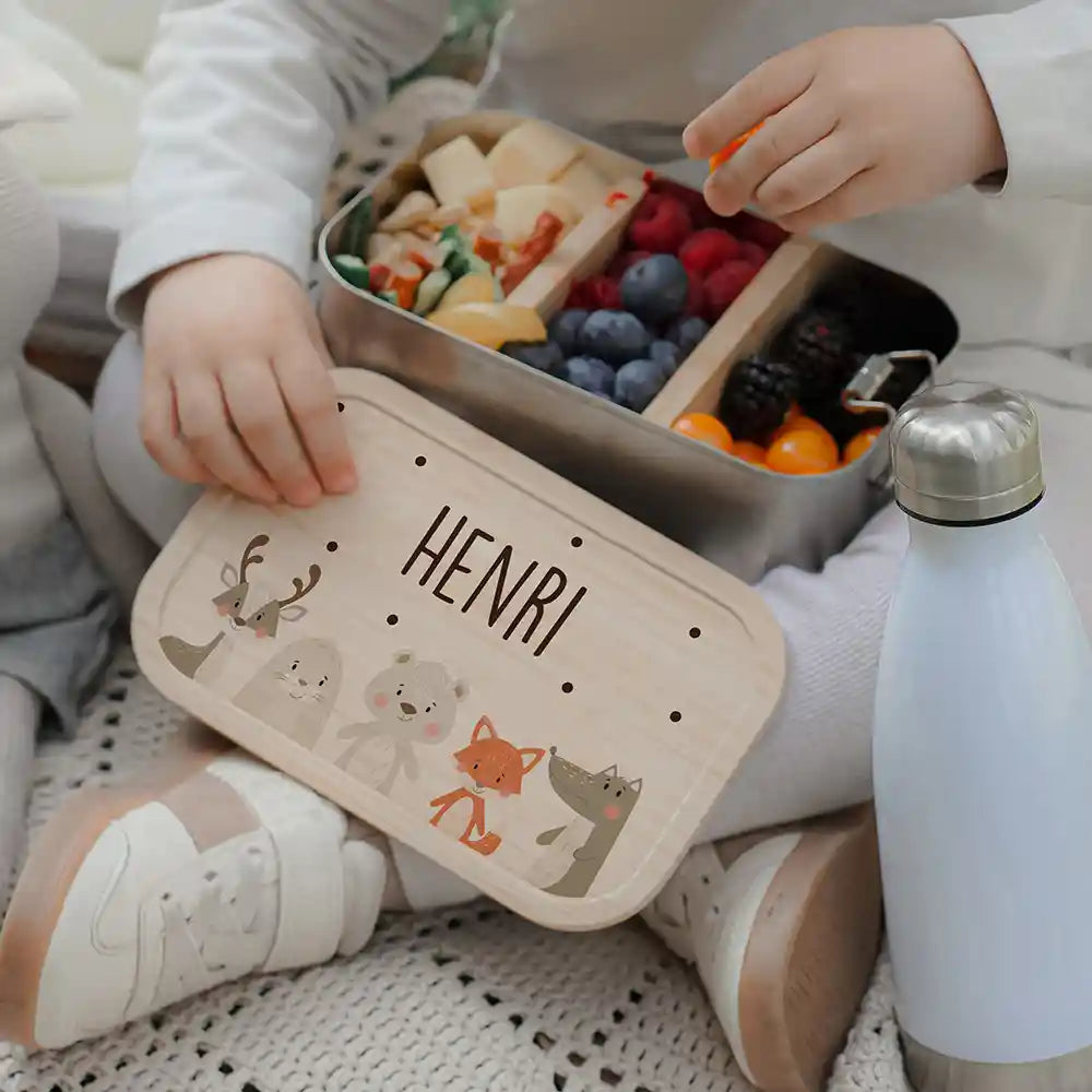 Brotdose Kinder personalisiert - Winter Animals