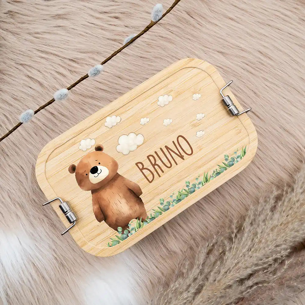 Brotdose personalisiert Bär auf der Wiese