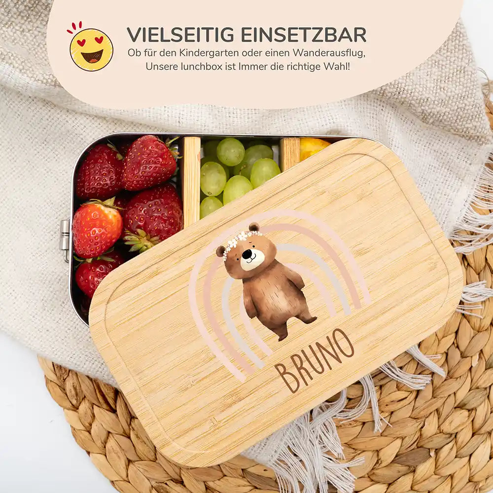 Brotdose personalisiert Bär Regenbogen
