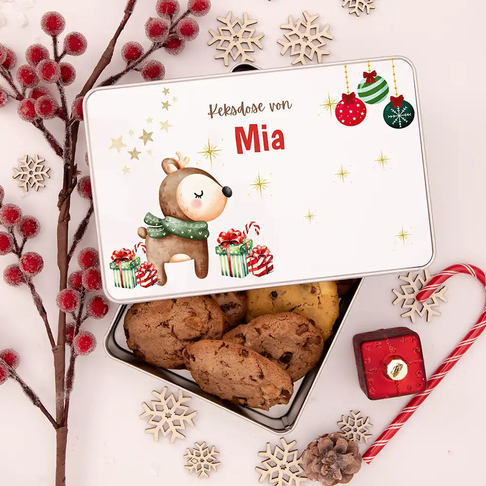 Keksdose aus Metal personalisiert - Waldzauber im Winter