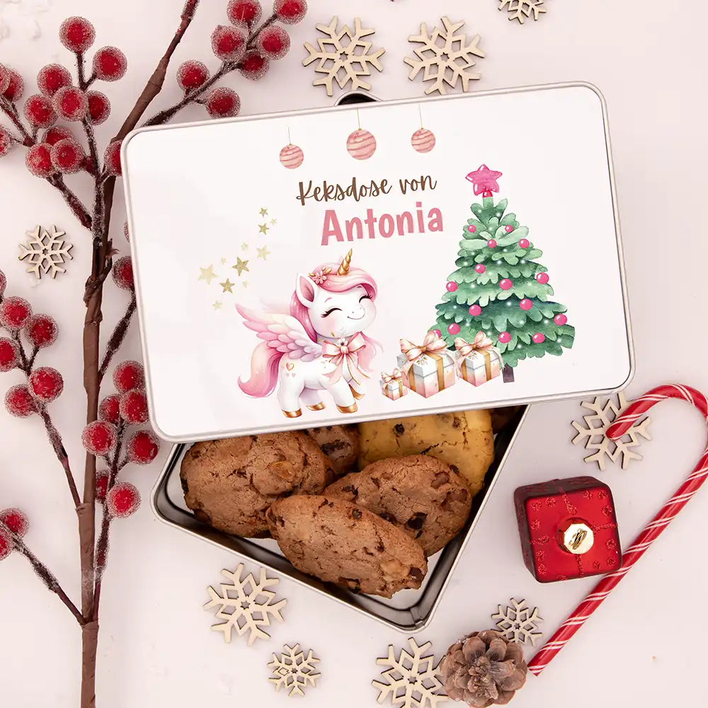 Keksdose aus Metal personalisiert - Einhorn