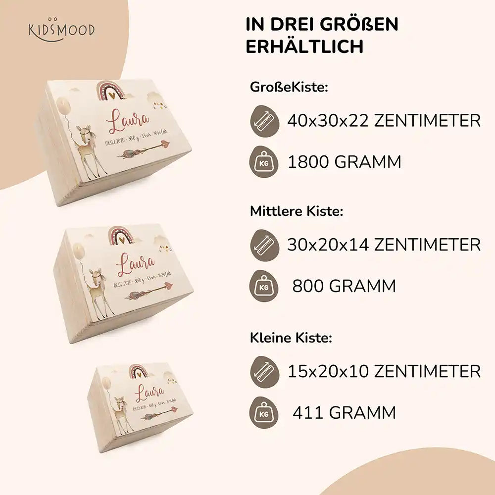 Erinnerungsbox Baby - Reh Regenbogen Boho