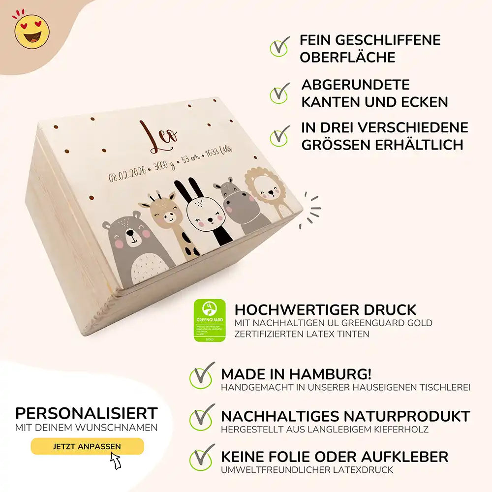Erinnerungsbox Baby - Zauberhafte Tierfamilie