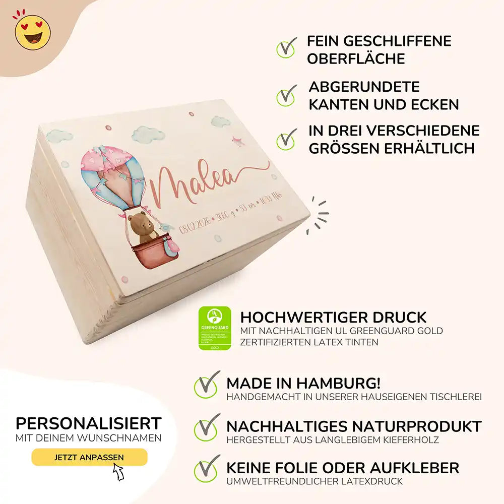Erinnerungsbox Baby - Ballon Boho Bär