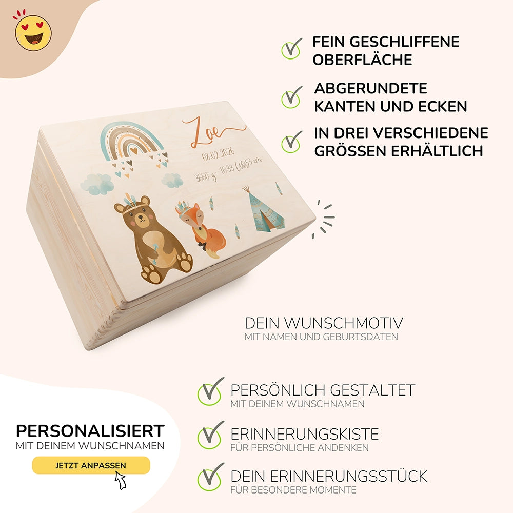 Personalisierte Erinnerungskiste Tipi