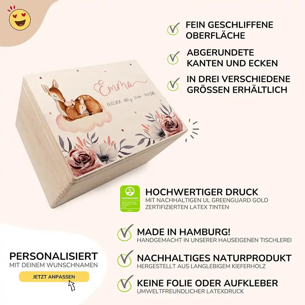 Erinnerungsbox Baby - Reh Familie