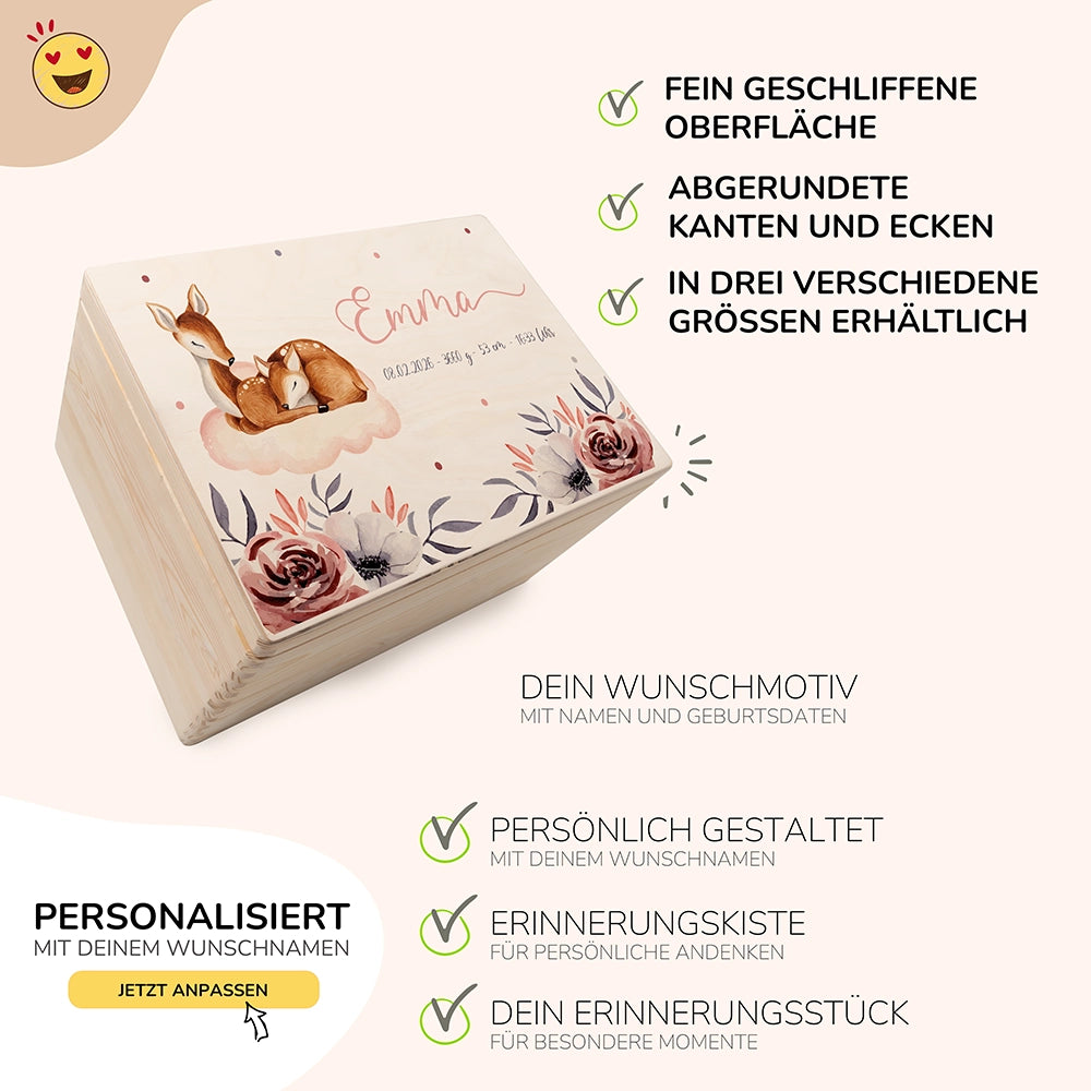 Erinnerungsbox Baby - Reh Familie