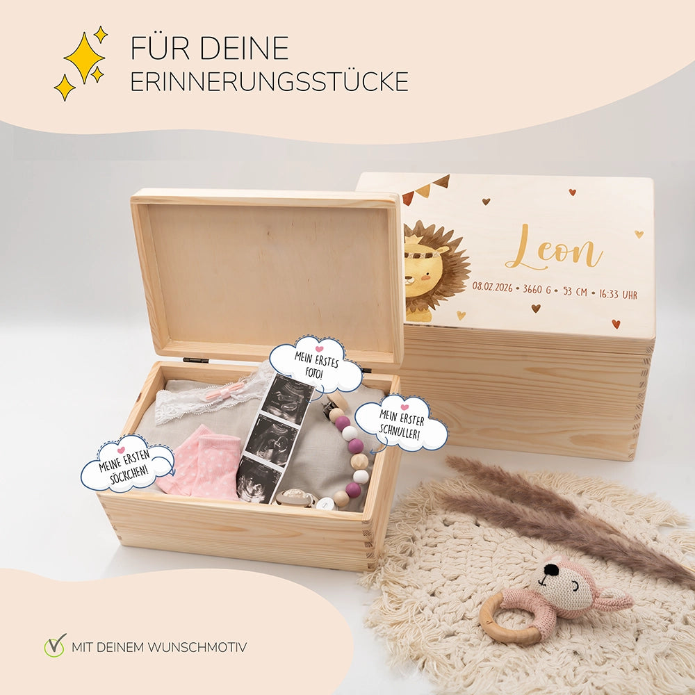 Erinnerungsbox Baby - Löwe Boho