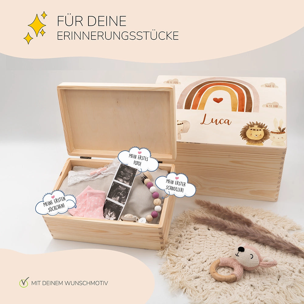 Erinnerungsbox Baby - Boho Tierfamilie