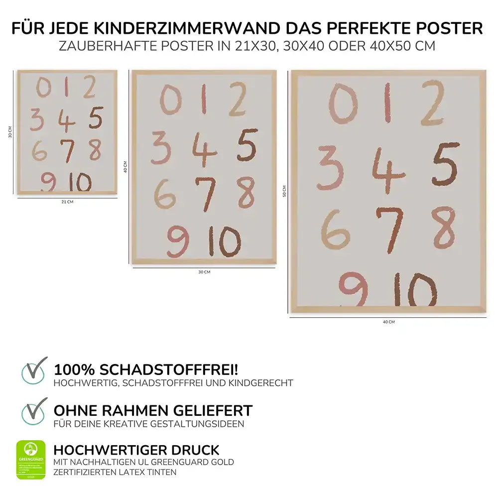 Poster 3er-Set - ABC, Zahlen & Maus Affirmation fürs Kinderzimmer
