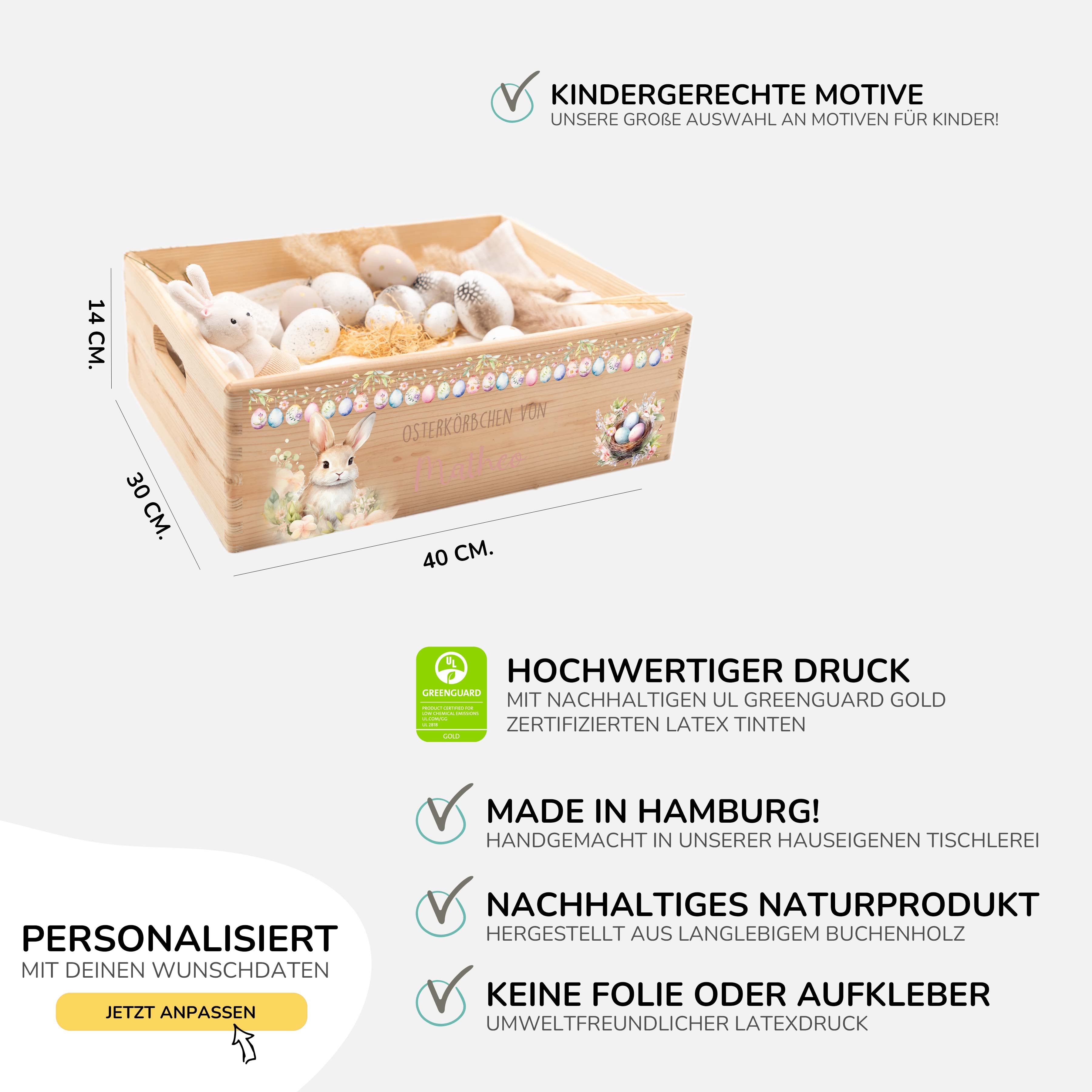 Osterkiste Holz personalisiert - Ostergrüße