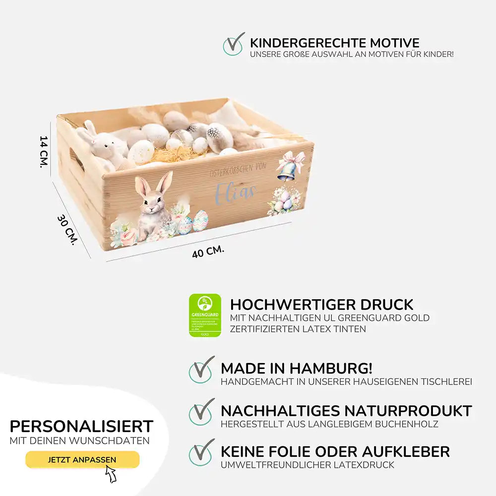 Osterkiste Holz personalisiert - Glockenklang der Osterzeit