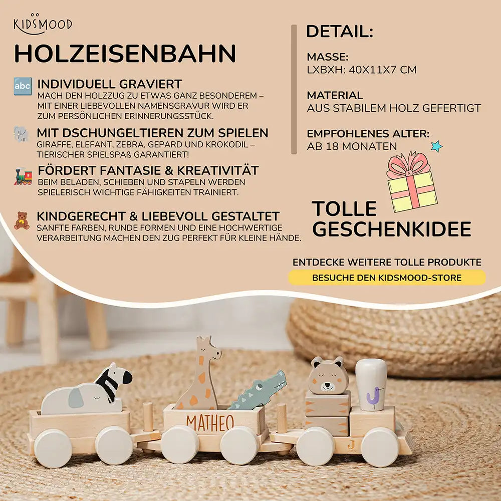 Holzeisenbahn personalisiert mit Namen