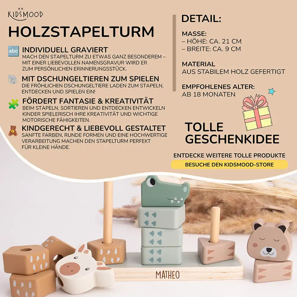 Holzstapelturm personalisiert mit Namen
