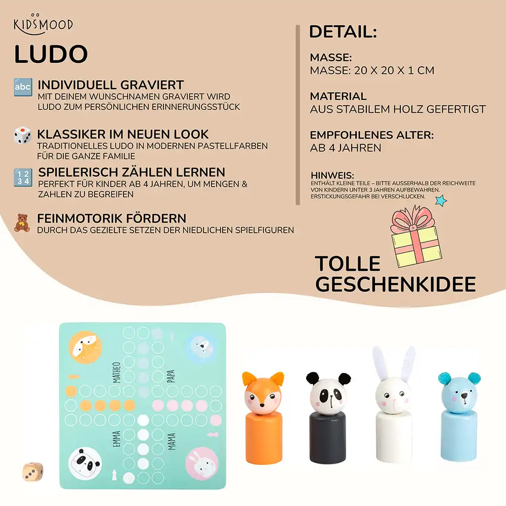 Ludo Spiel personalisiert mit Namen - Brettspiel