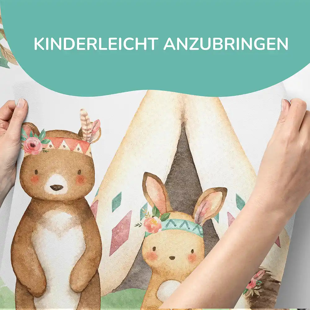 kinderzimmer dekoriert mit woodland wandstickern