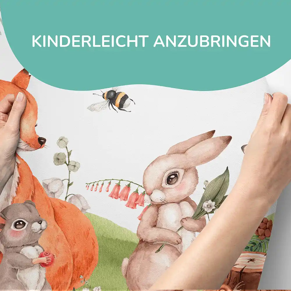 kinderzimmer dekoriert mit tanzendem hasen wandaufkleber