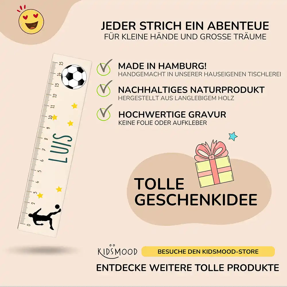 Holzlineal personalisiert - Fußballer
