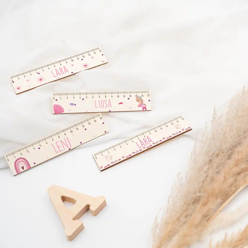 Holzlineal personalisiert - Blumen