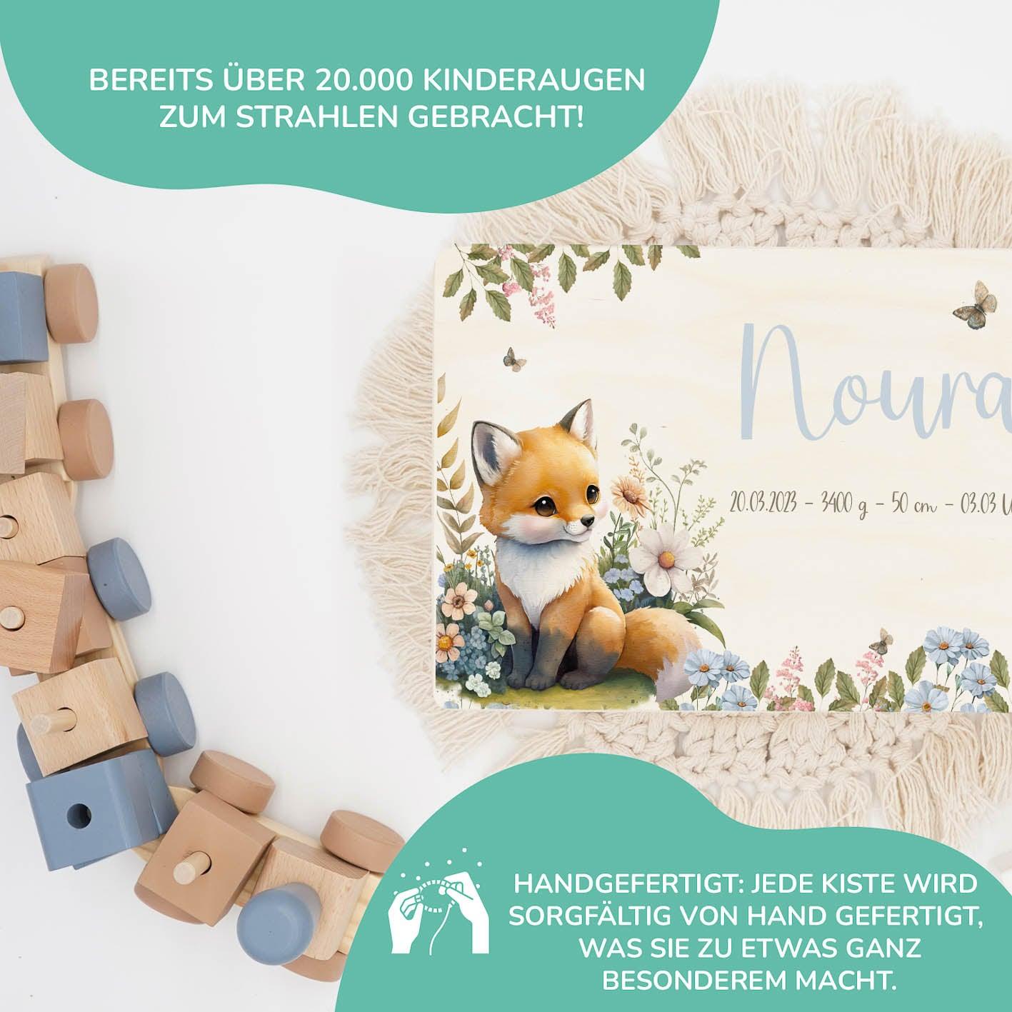 high-quality personalized memory box with baby fox