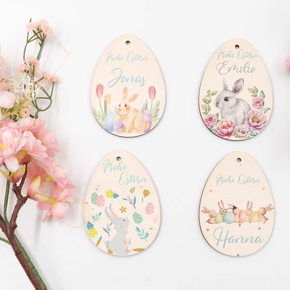 handmade wooden Easter eggs with personalized details