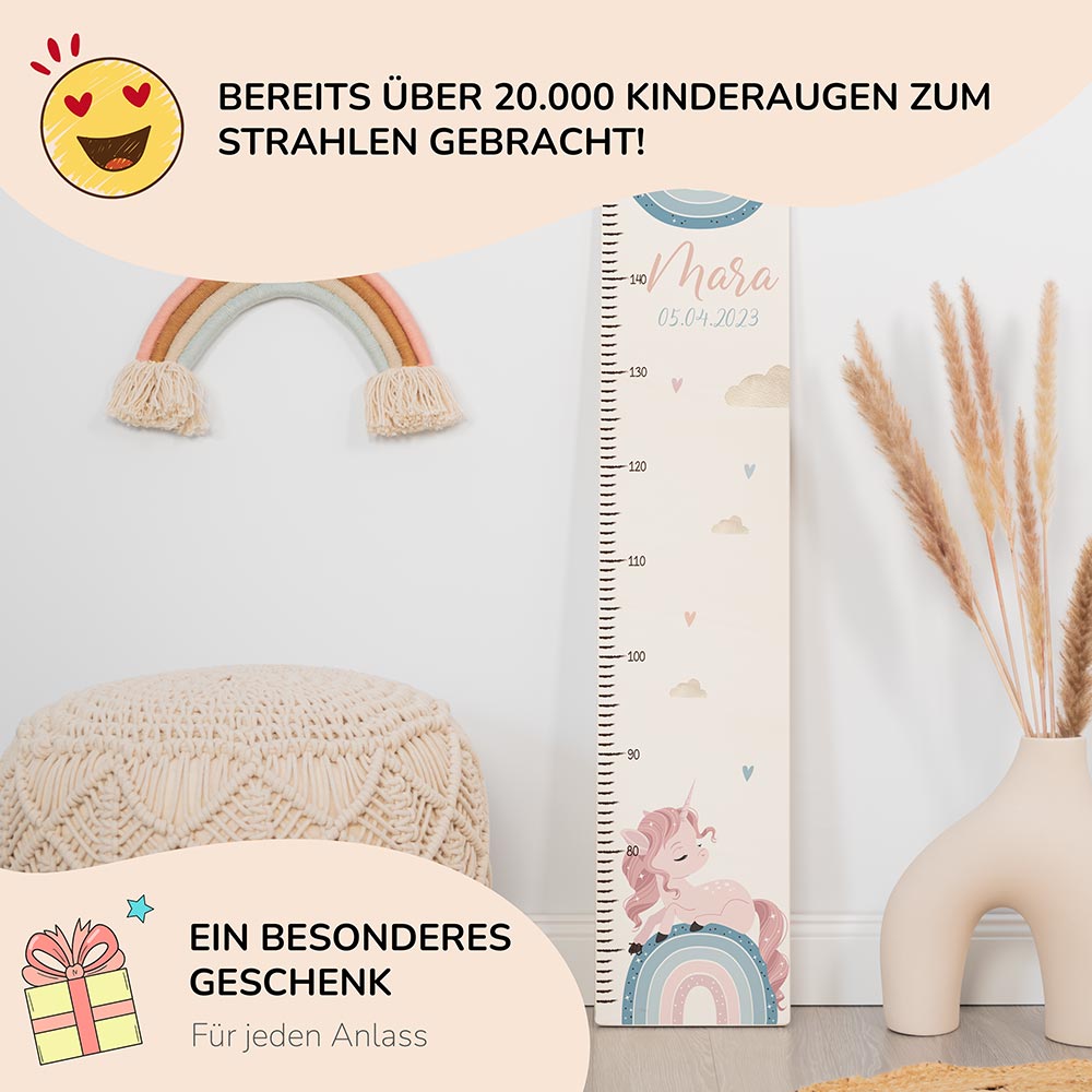 Personalisierte Messlatte Einhorn