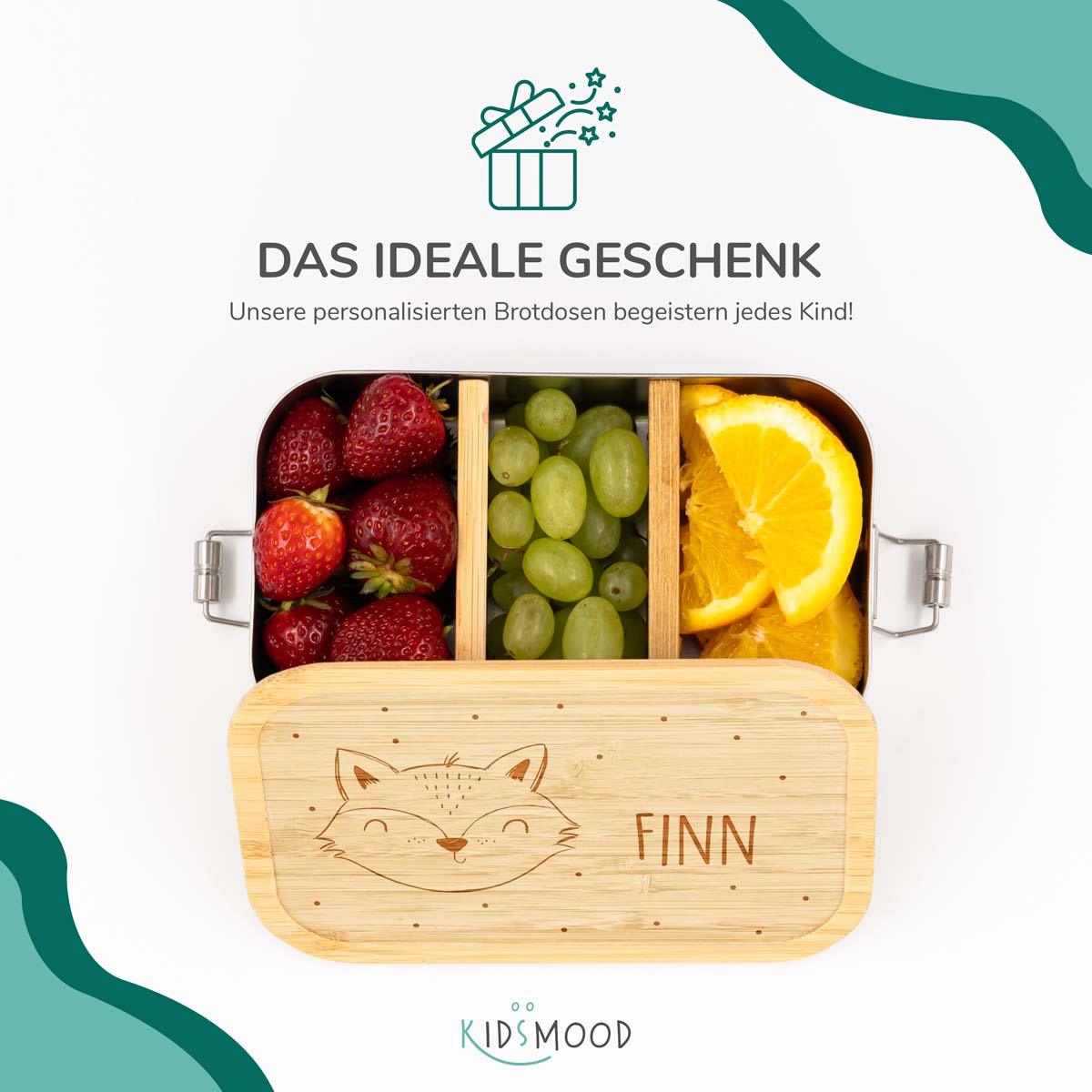 personalized wooden fox face lunchbox