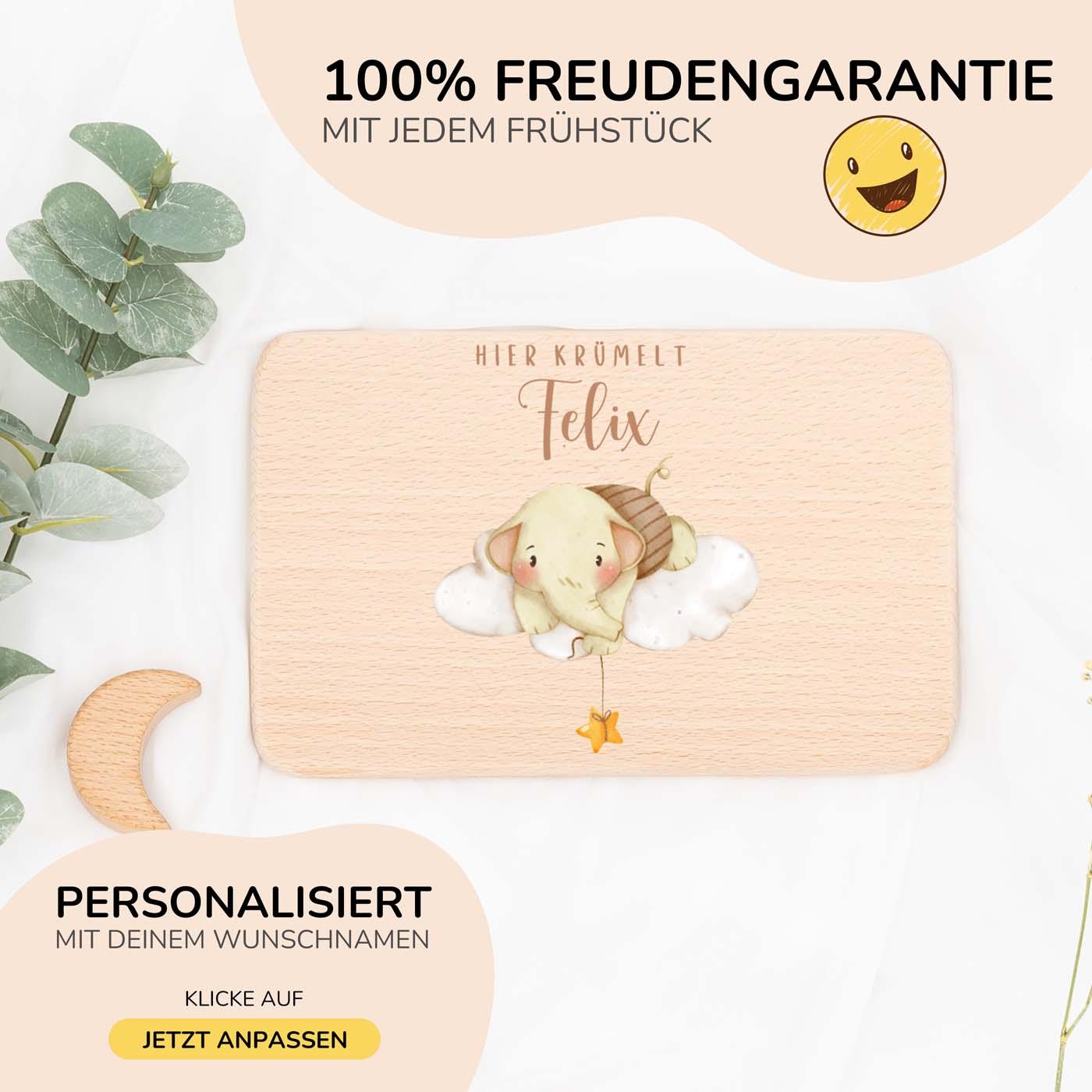 Personalisiertes Frühstücksbrettchen Einhorn Regenbogen