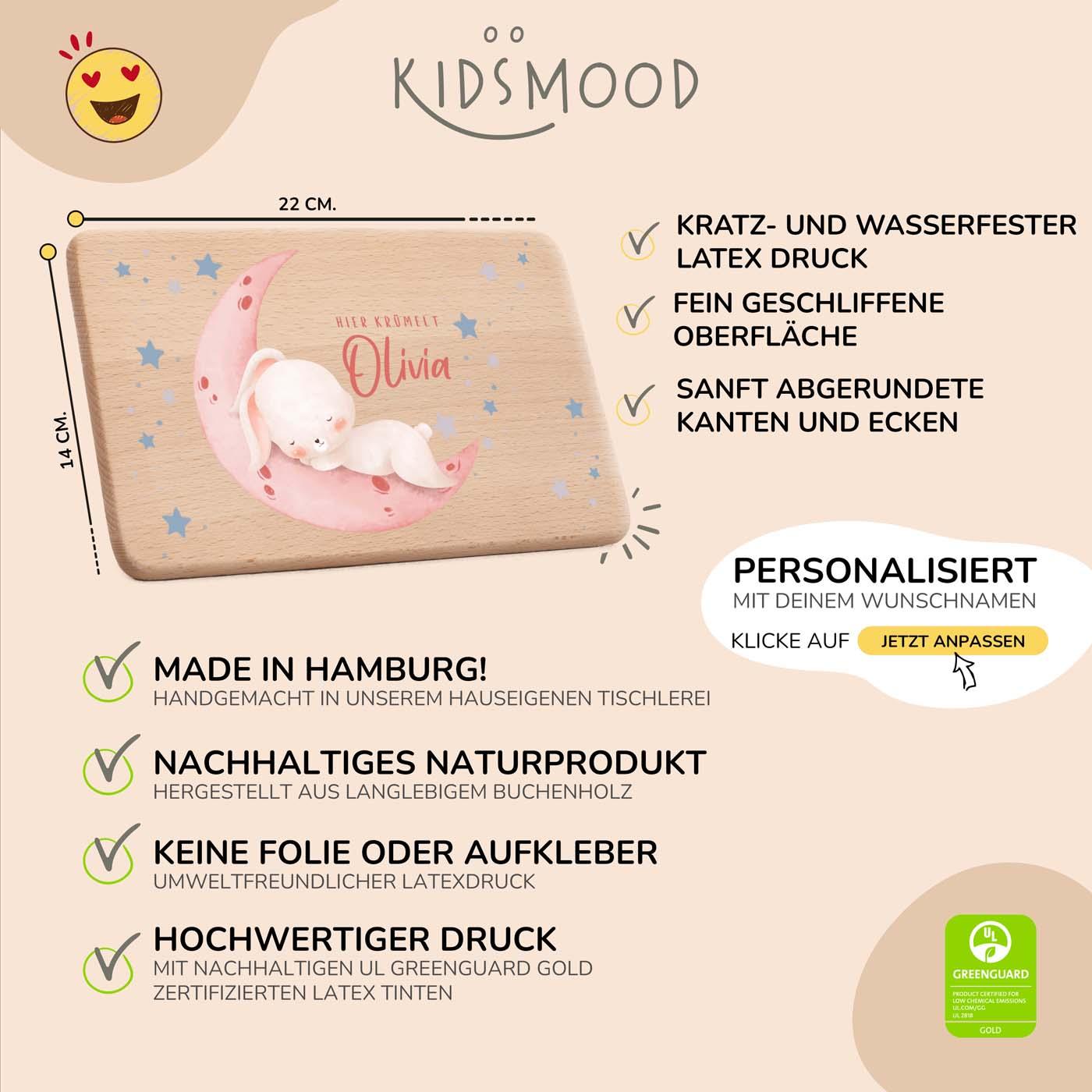 Personalisiertes Frühstücksbrettchen Baby Hase