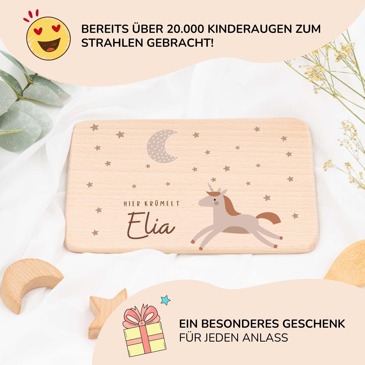 Personalisiertes Frühstücksbrettchen Einhorn