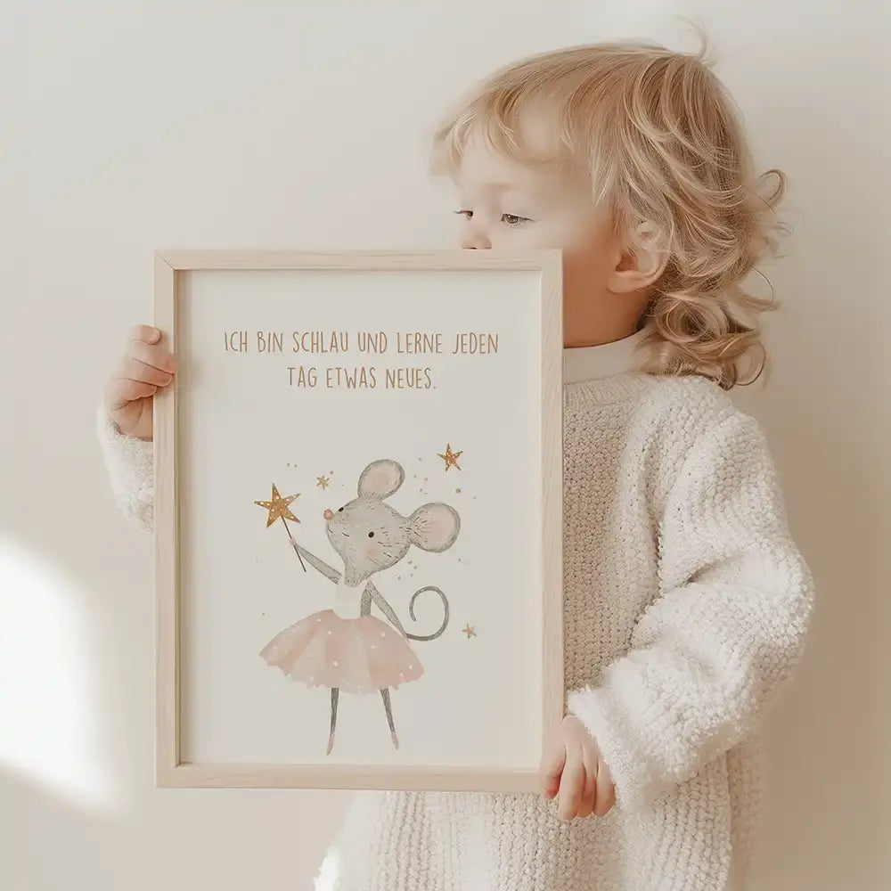 Poster 3er-Set - ABC, Zahlen & Maus Affirmation fürs Kinderzimmer