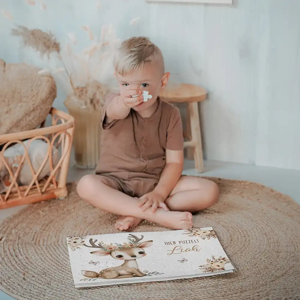 Kinderpuzzle personalisiert mit Namen - Baby Reh