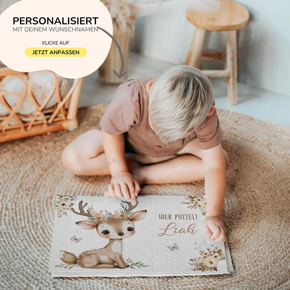 Kinderpuzzle personalisiert mit Namen - Baby Reh