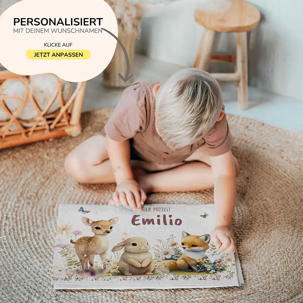 Kinderpuzzle personalisiert mit Namen - Waldtiere