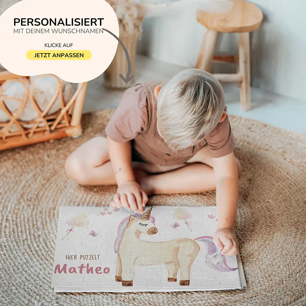 Kinderpuzzle personalisiert mit Namen - Einhorn