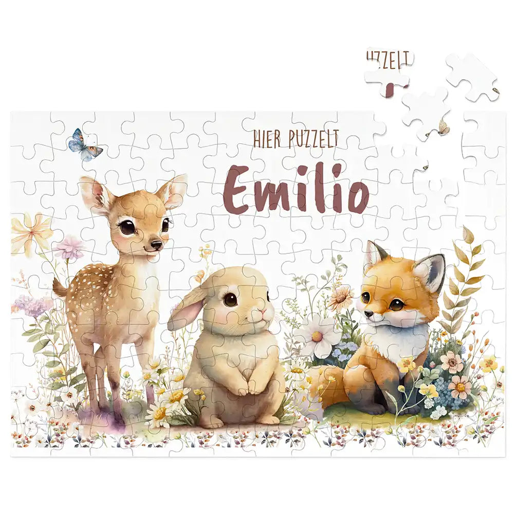 Kinderpuzzle personalisiert mit Namen - Waldtiere